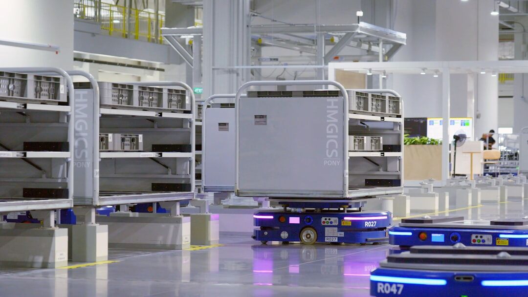 Industrial automation robot arm in factory