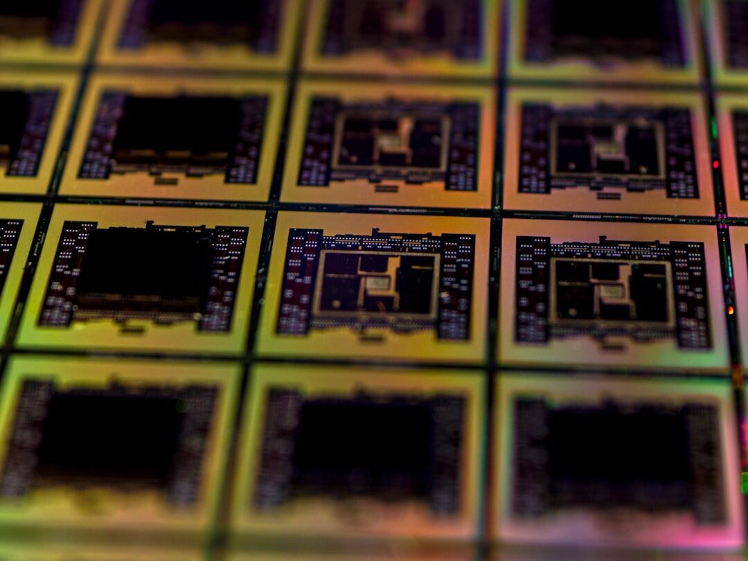 Quantum computer chip closeup