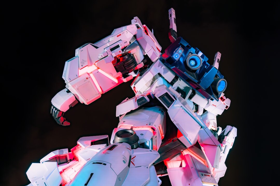 Futuristic robot with white casing